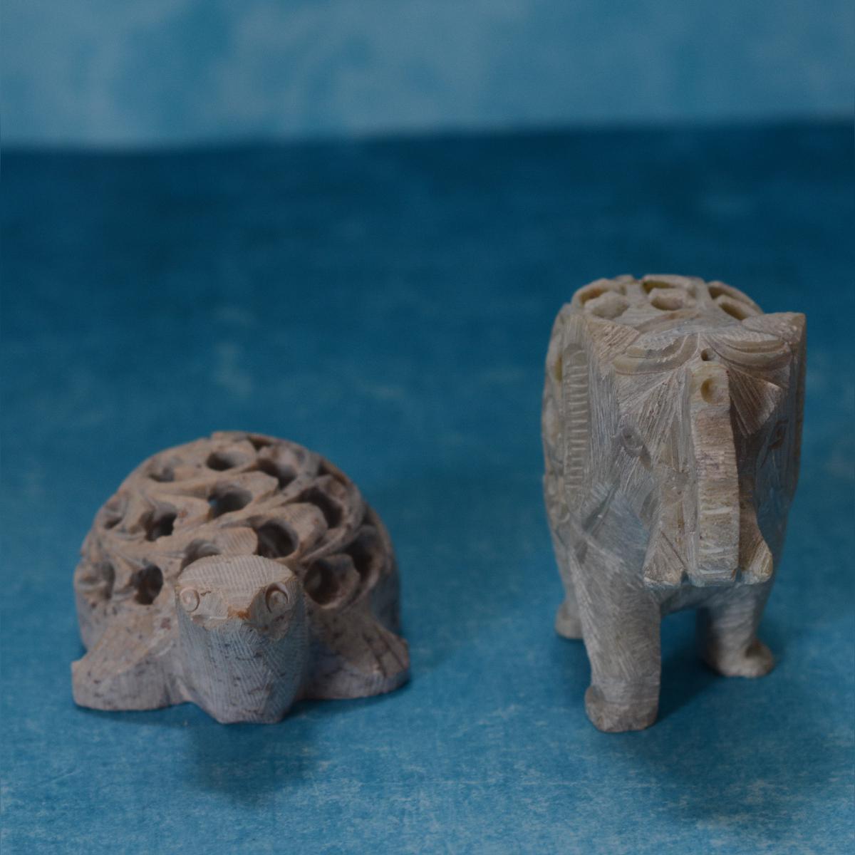 Agra Marble Carved Elephant - Small