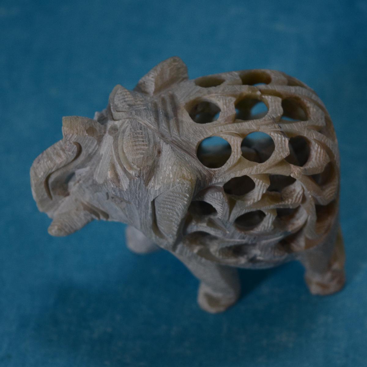 Agra Marble Carved Elephant - Small