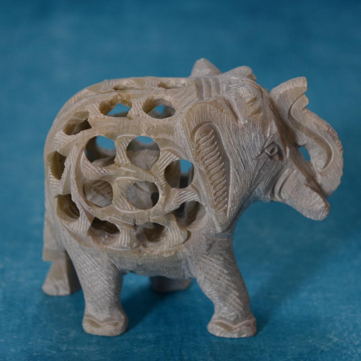 Agra Marble Carved Elephant - Small
