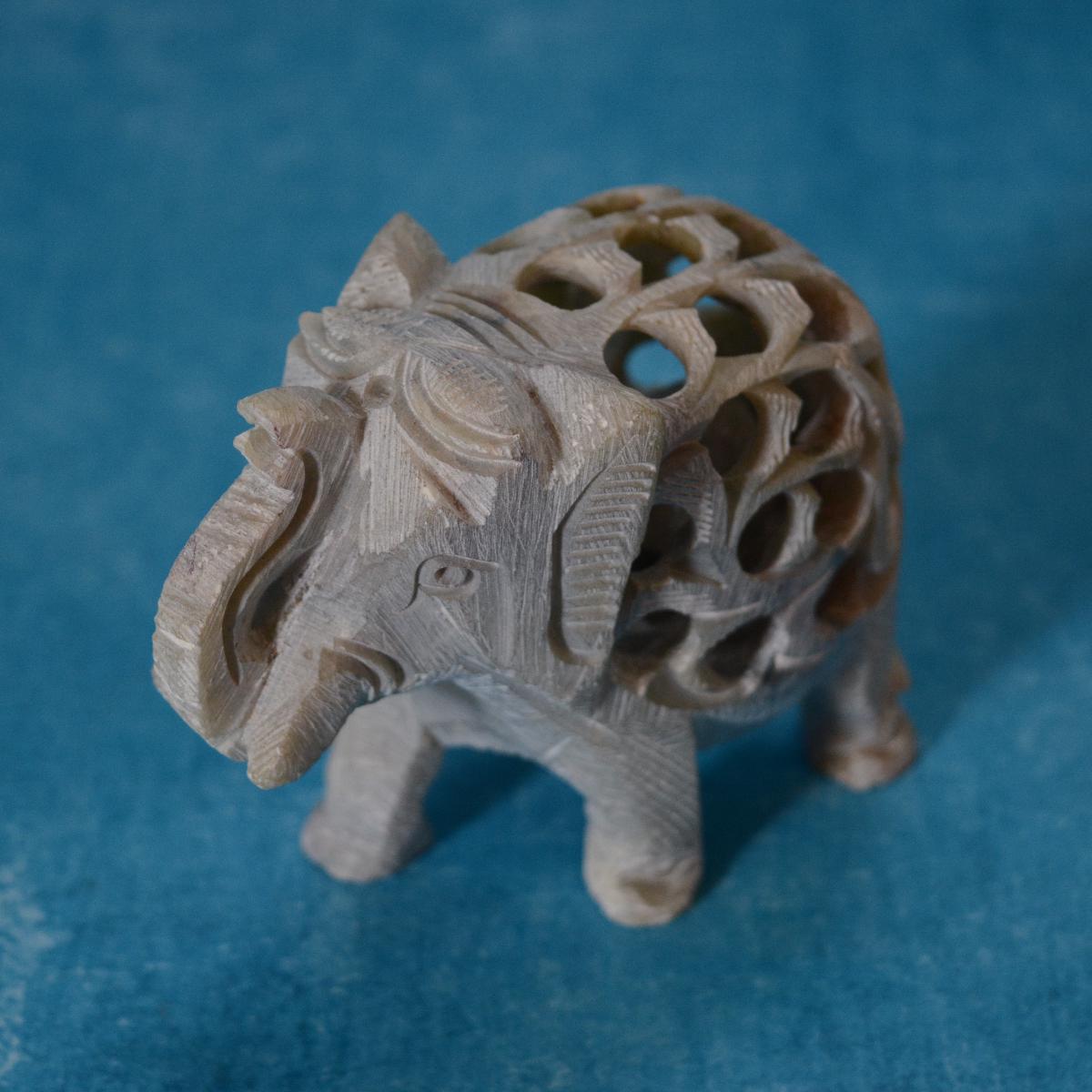 Agra Marble Carved Elephant - Small