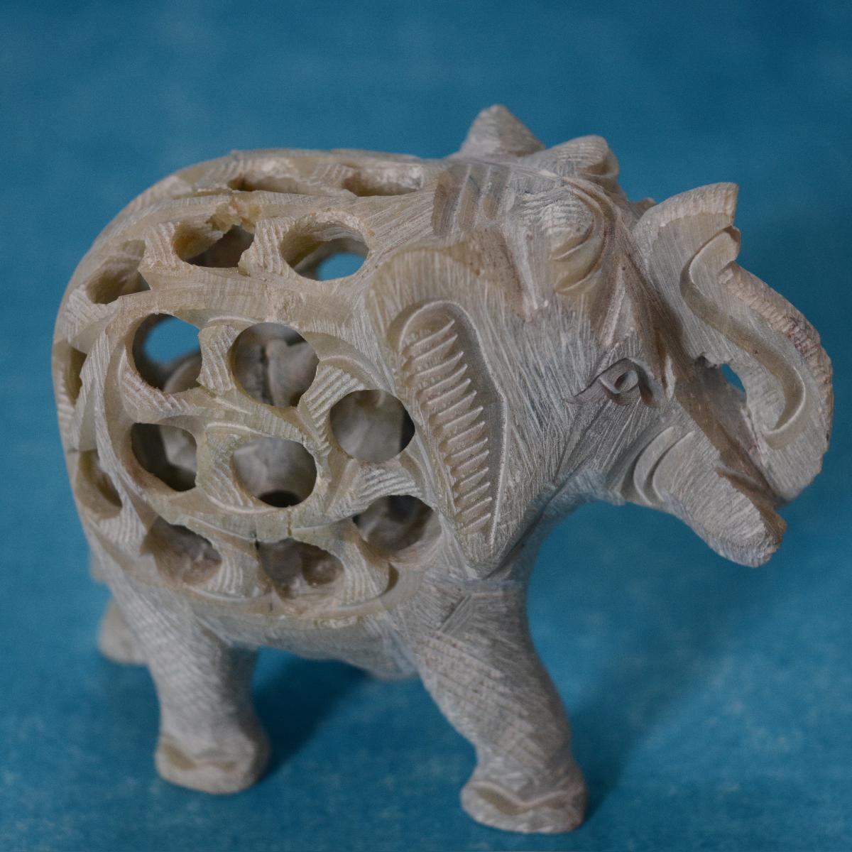 Agra Marble Carved Elephant - Small