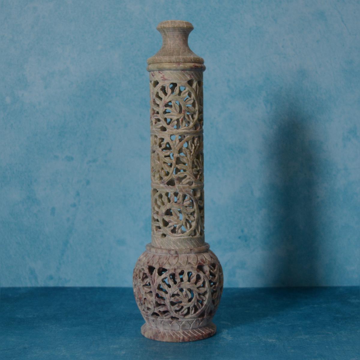 Agra Marble Carved Circular Incense Holder