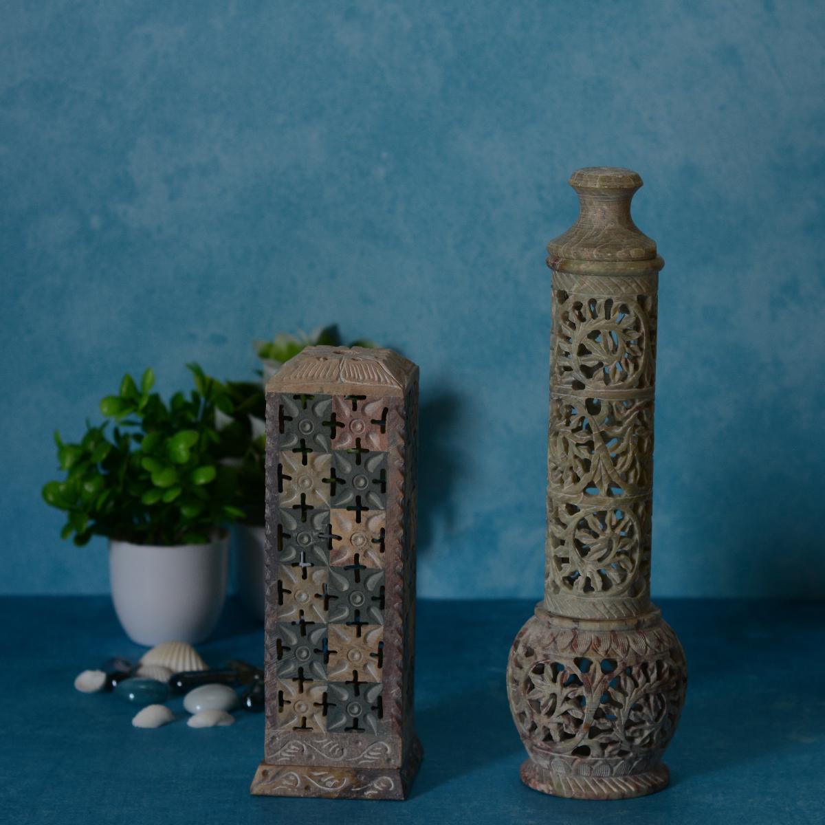 Agra Marble Carved Circular Incense Holder