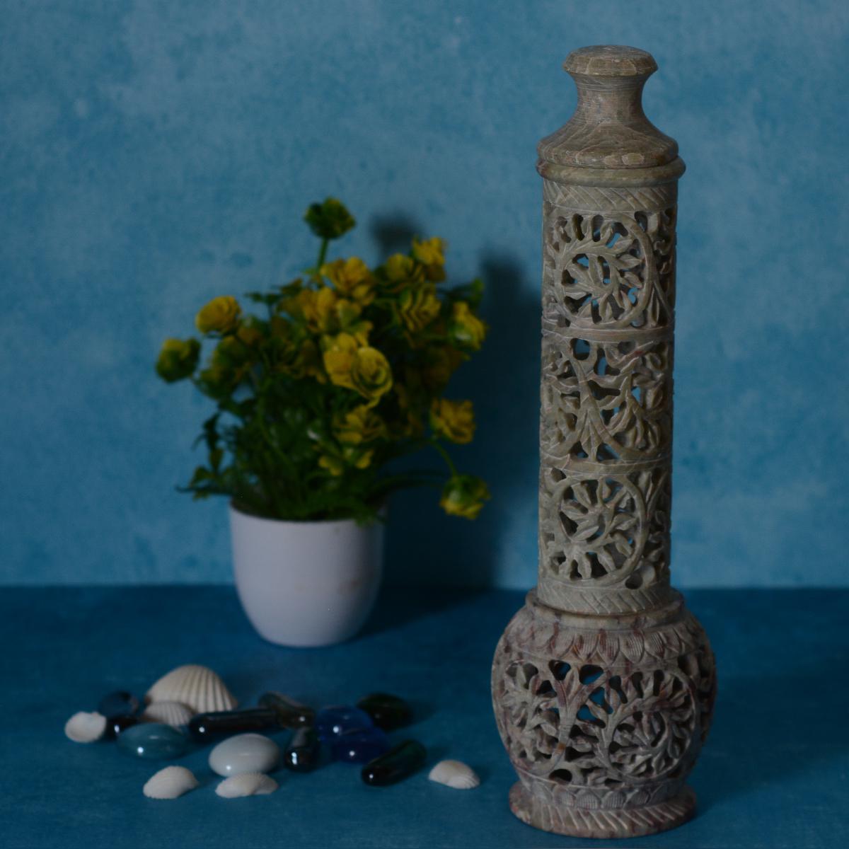 Agra Marble Carved Circular Incense Holder