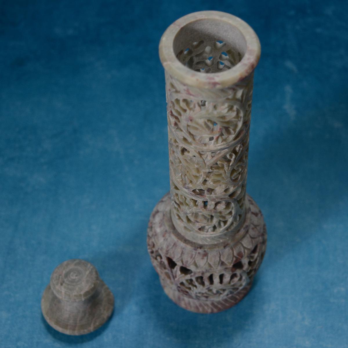 Agra Marble Carved Circular Incense Holder