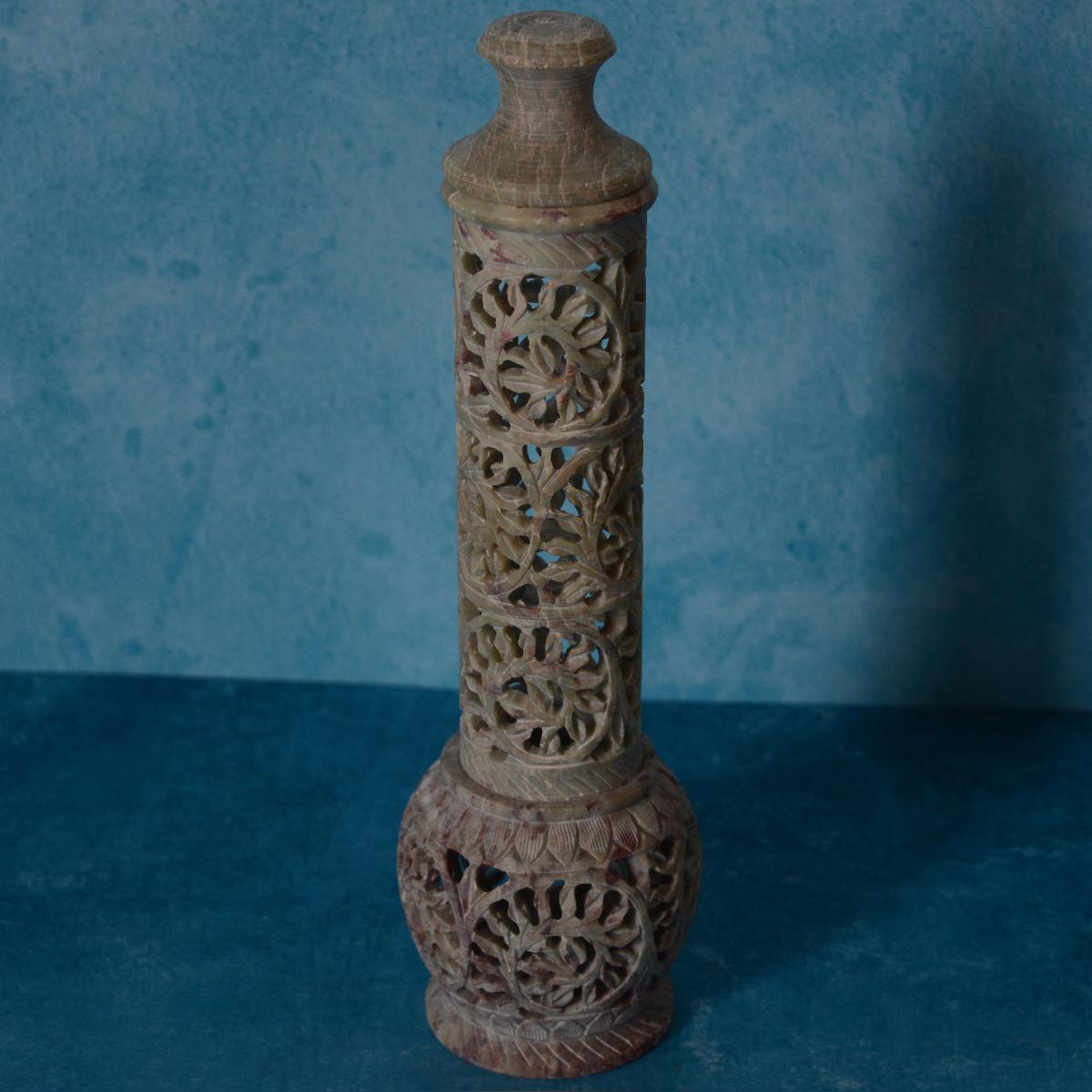 Agra Marble Carved Circular Incense Holder