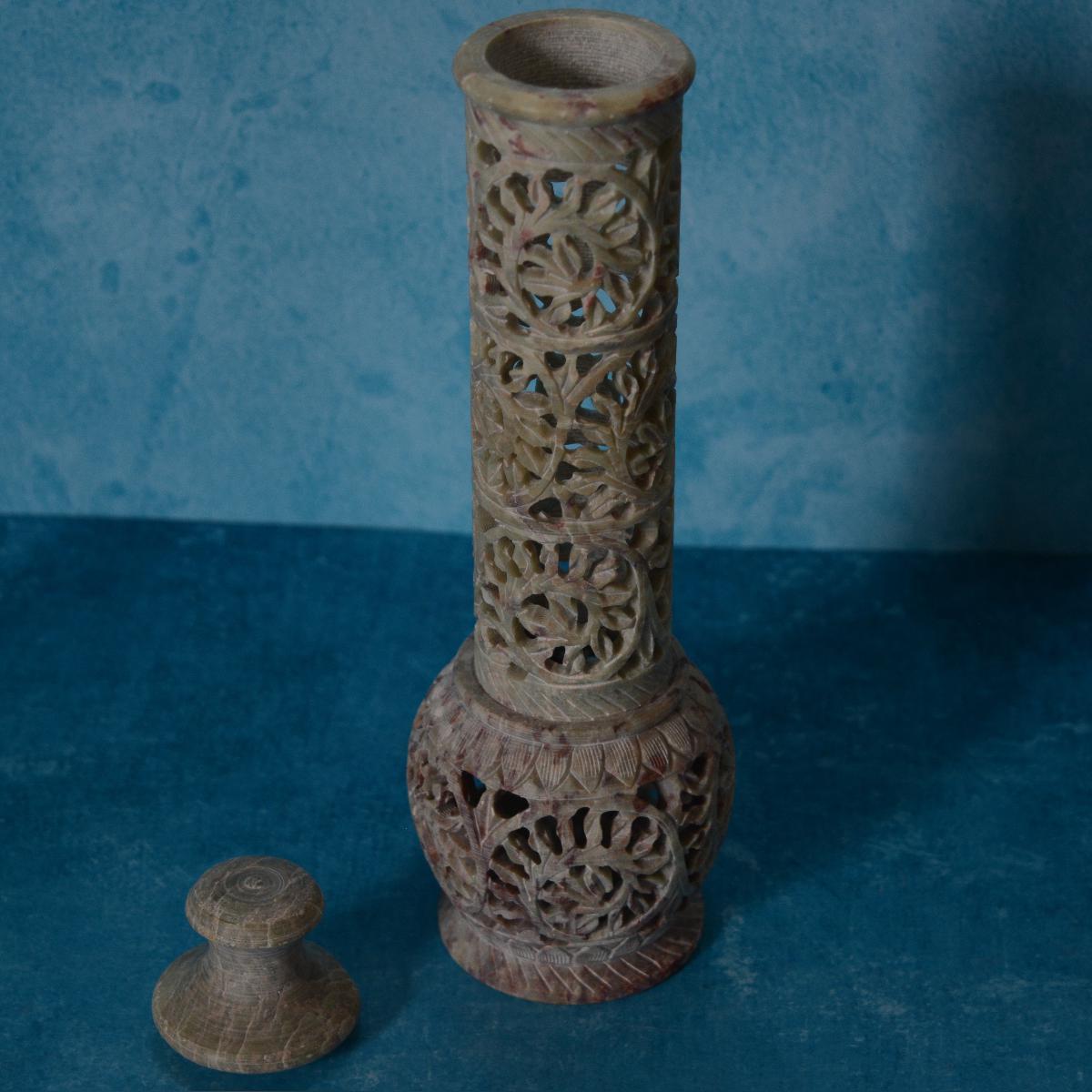 Agra Marble Carved Circular Incense Holder