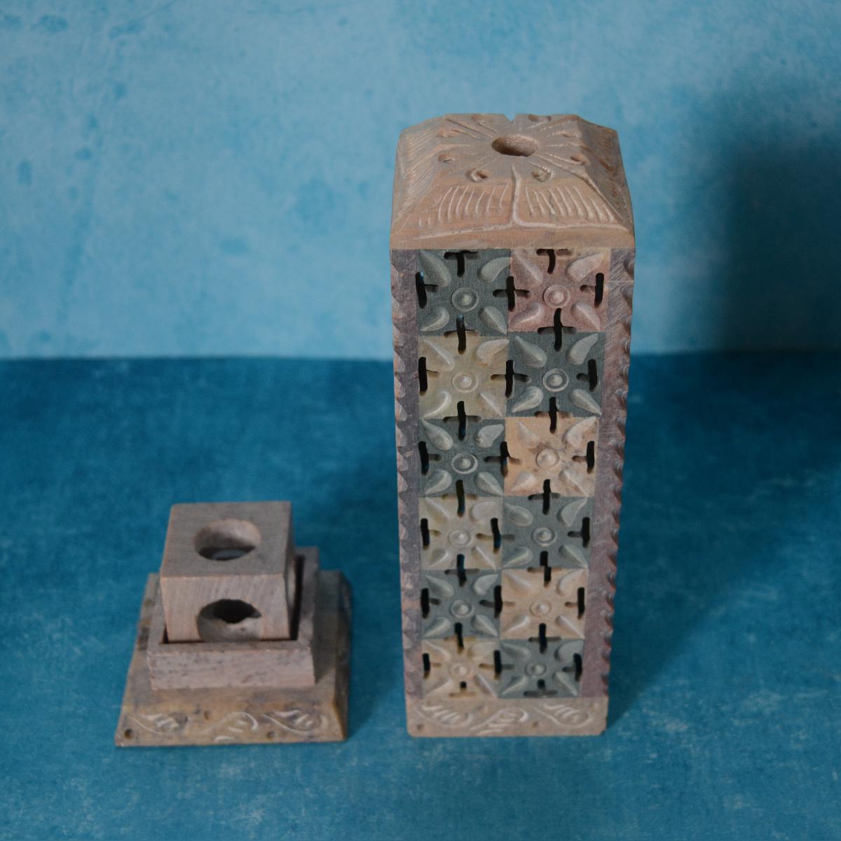 Agra Marble Carved Square Incense Holder