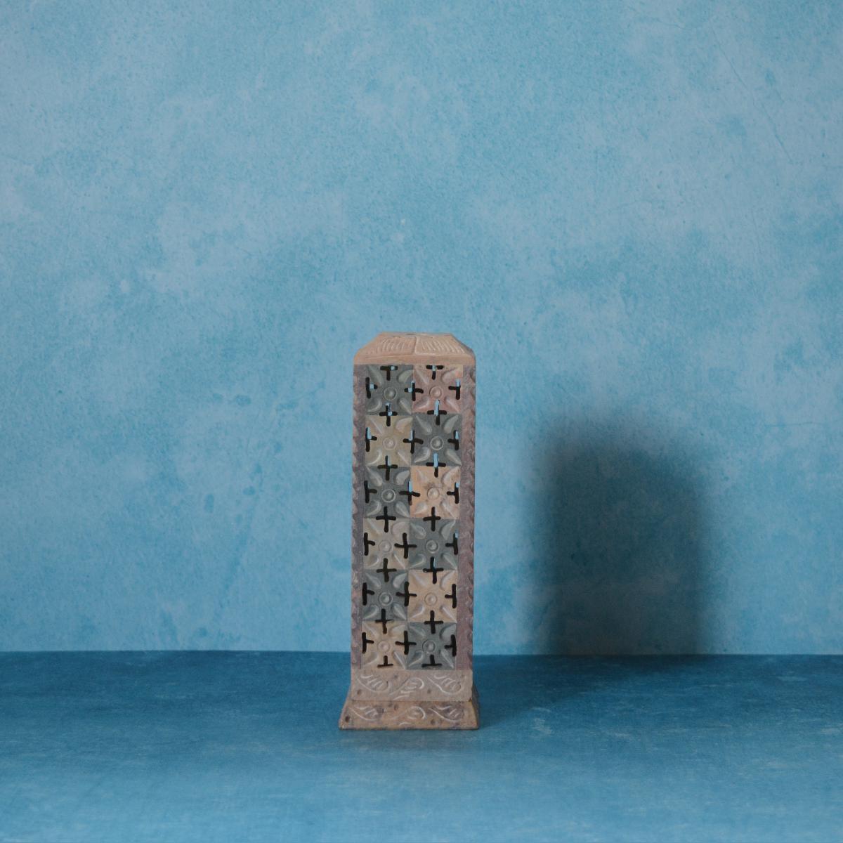 Agra Marble Carved Square Incense Holder