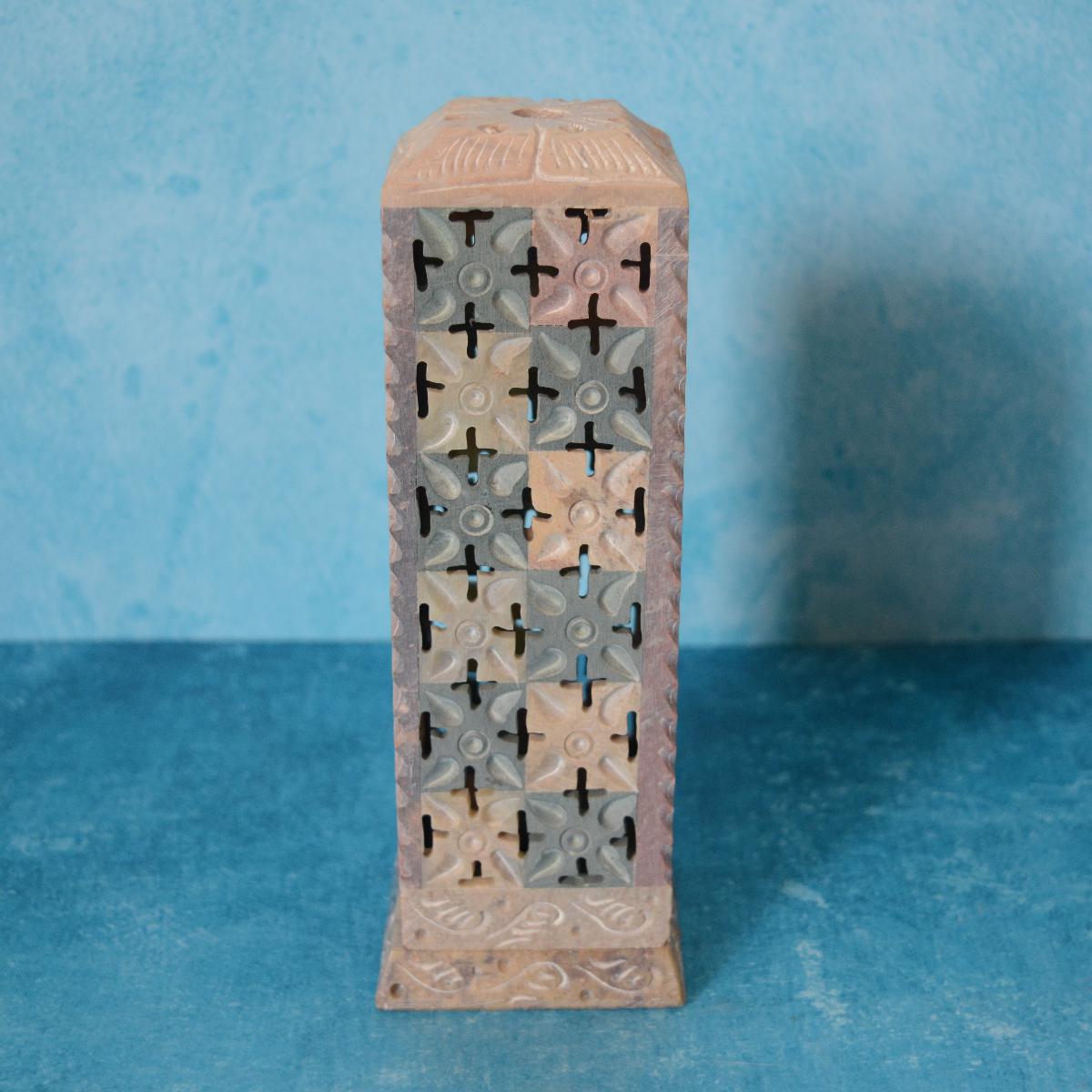 Agra Marble Carved Square Incense Holder