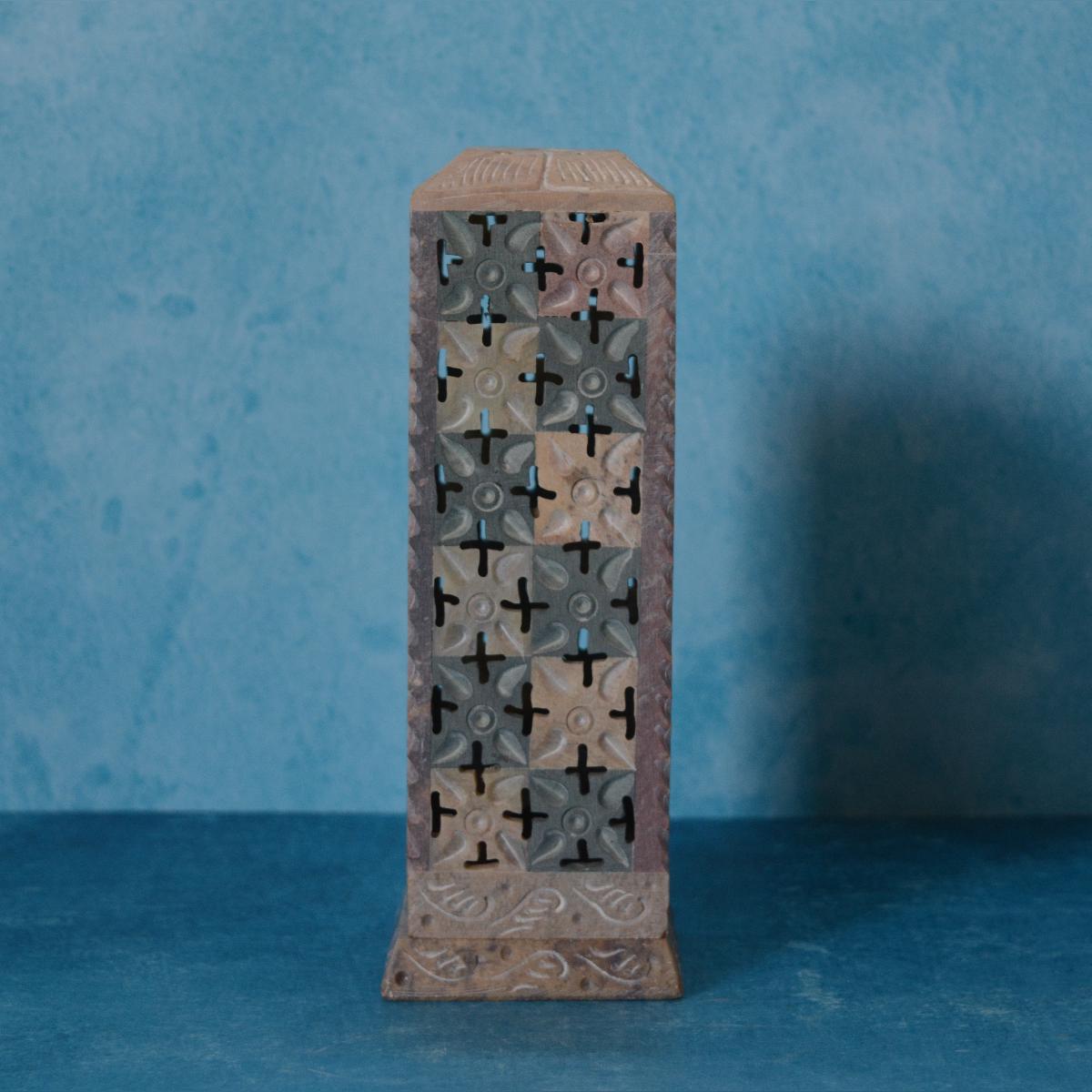 Agra Marble Carved Square Incense Holder