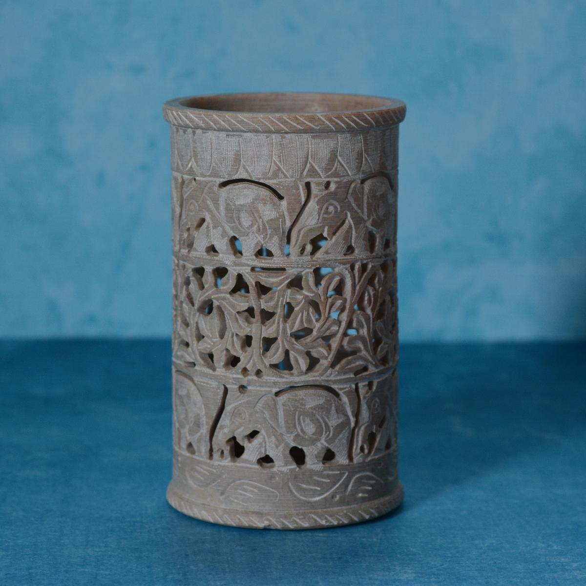 Agra Marble Carved Circular Lamp Shade