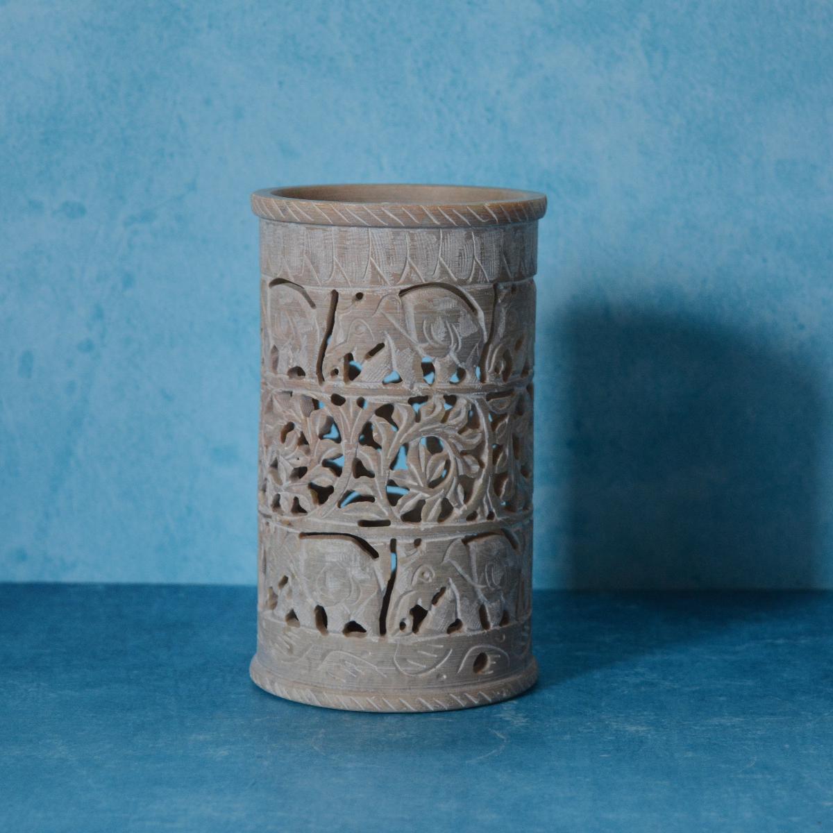 Agra Marble Carved Circular Lamp Shade