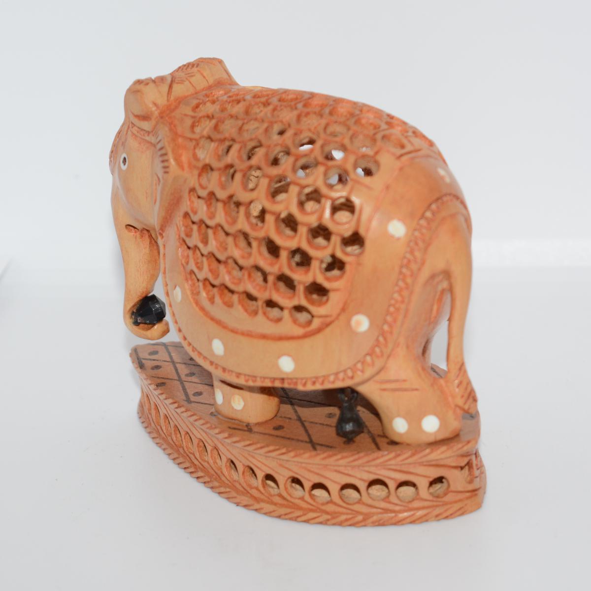 Channapatna Toy Wooden Carved Elephant With Calf Inside
