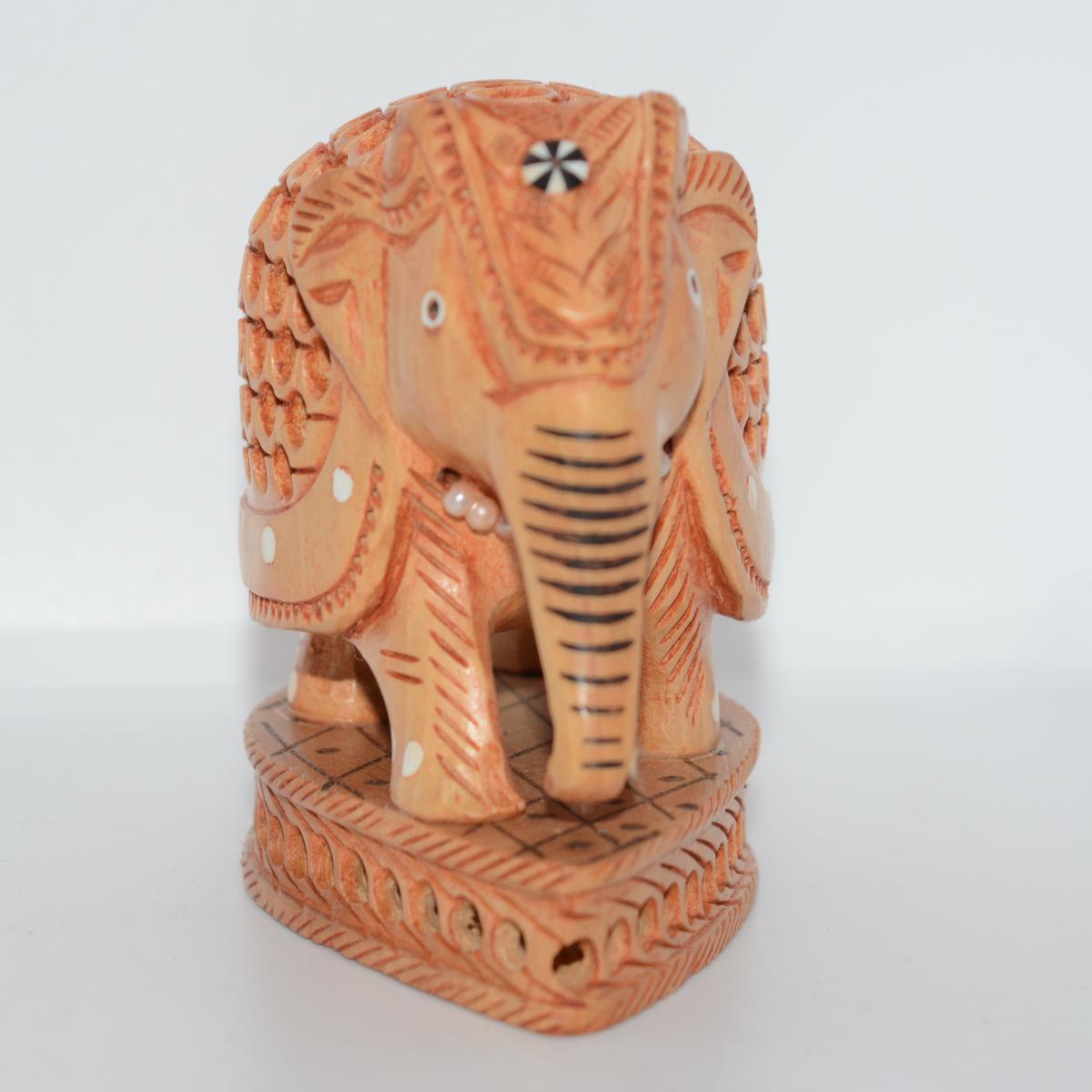 Channapatna Toy Wooden Carved Elephant With Calf Inside