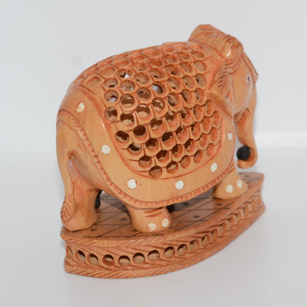 Channapatna Toy Wooden Carved Elephant With Calf Inside