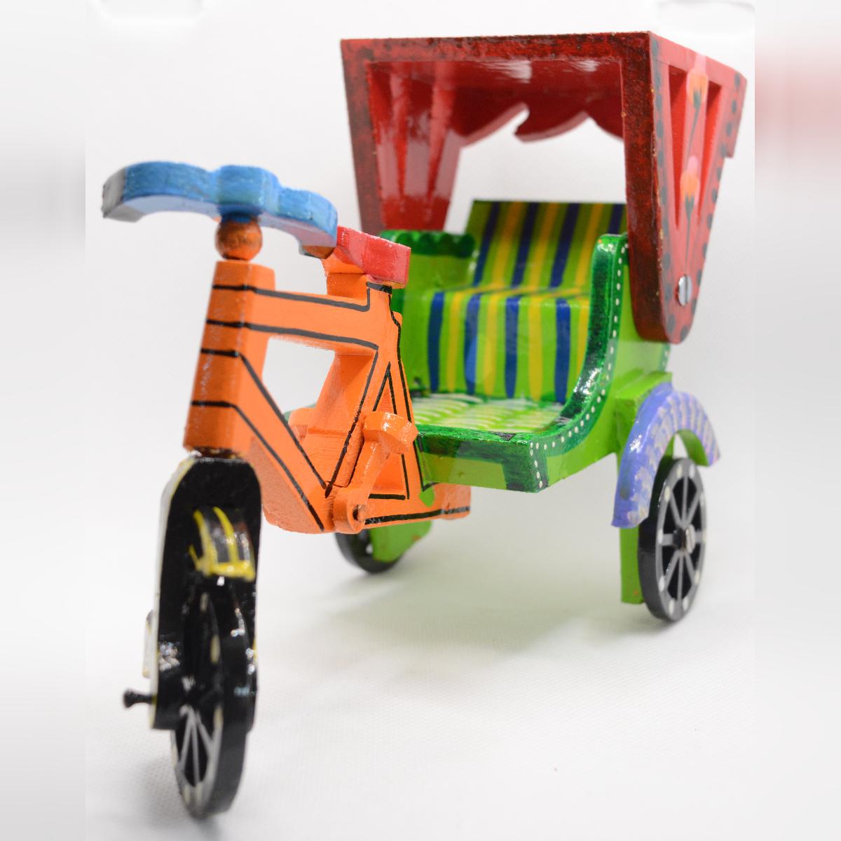 Channapatna Toy Wooden Cycle Rickshaw Pull Along Toy For Kids