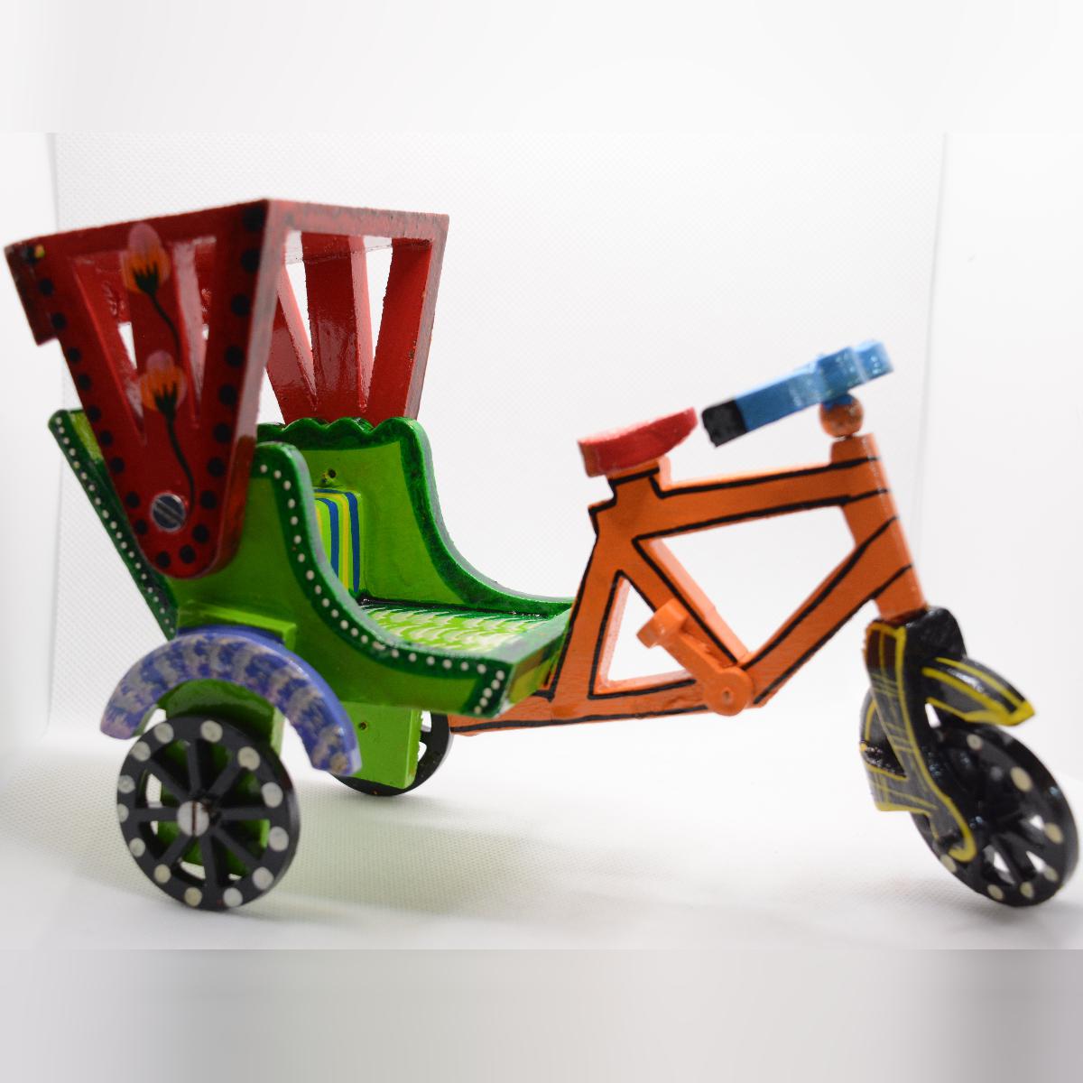 Channapatna Toy Wooden Cycle Rickshaw Pull Along Toy For Kids