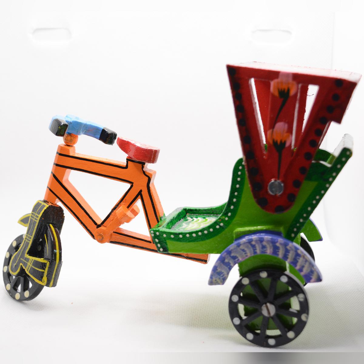 Channapatna Toy Wooden Cycle Rickshaw Pull Along Toy For Kids