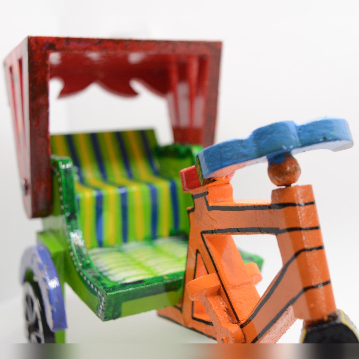 Channapatna Toy Wooden Cycle Rickshaw Pull Along Toy For Kids