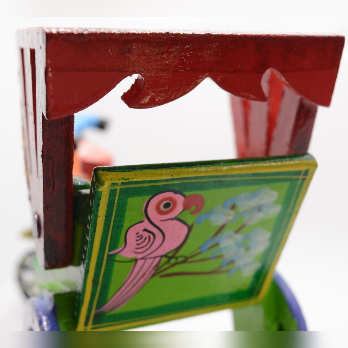 Channapatna Toy Wooden Cycle Rickshaw Pull Along Toy For Kids