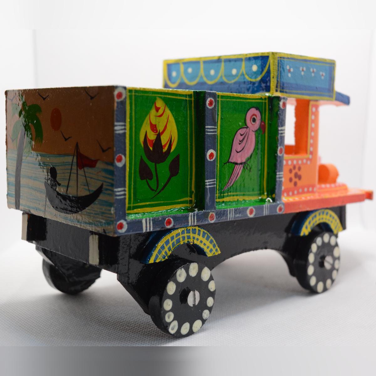 Channapatna Toy Wooden Indian Lorry Pull Along Toy For Kids