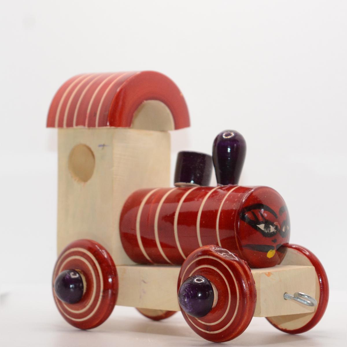 Channapatna Toy Wooden Train Engine Pull Along Toy For Kids