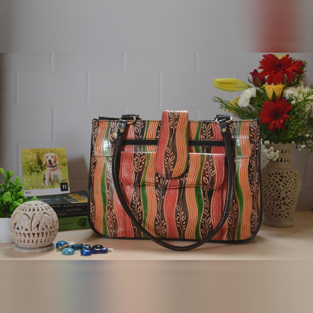 Shantiniketan leather - Women's handbag large