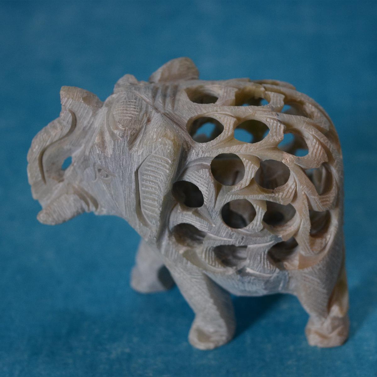 Agra Marble Carved Elephant - Small
