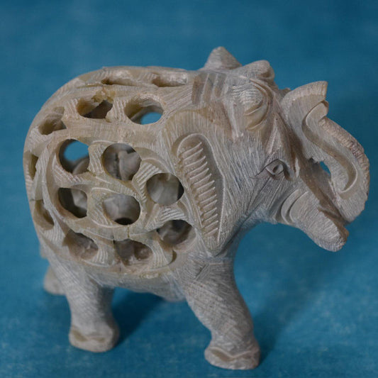 Agra Marble Carved Elephant - Small