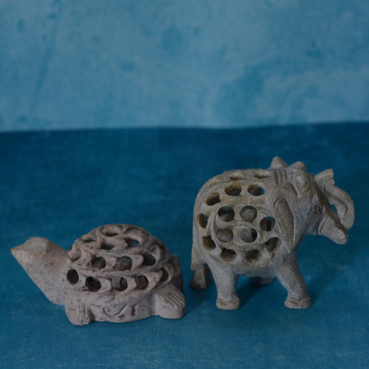Agra Marble Carved Tortoise - Small