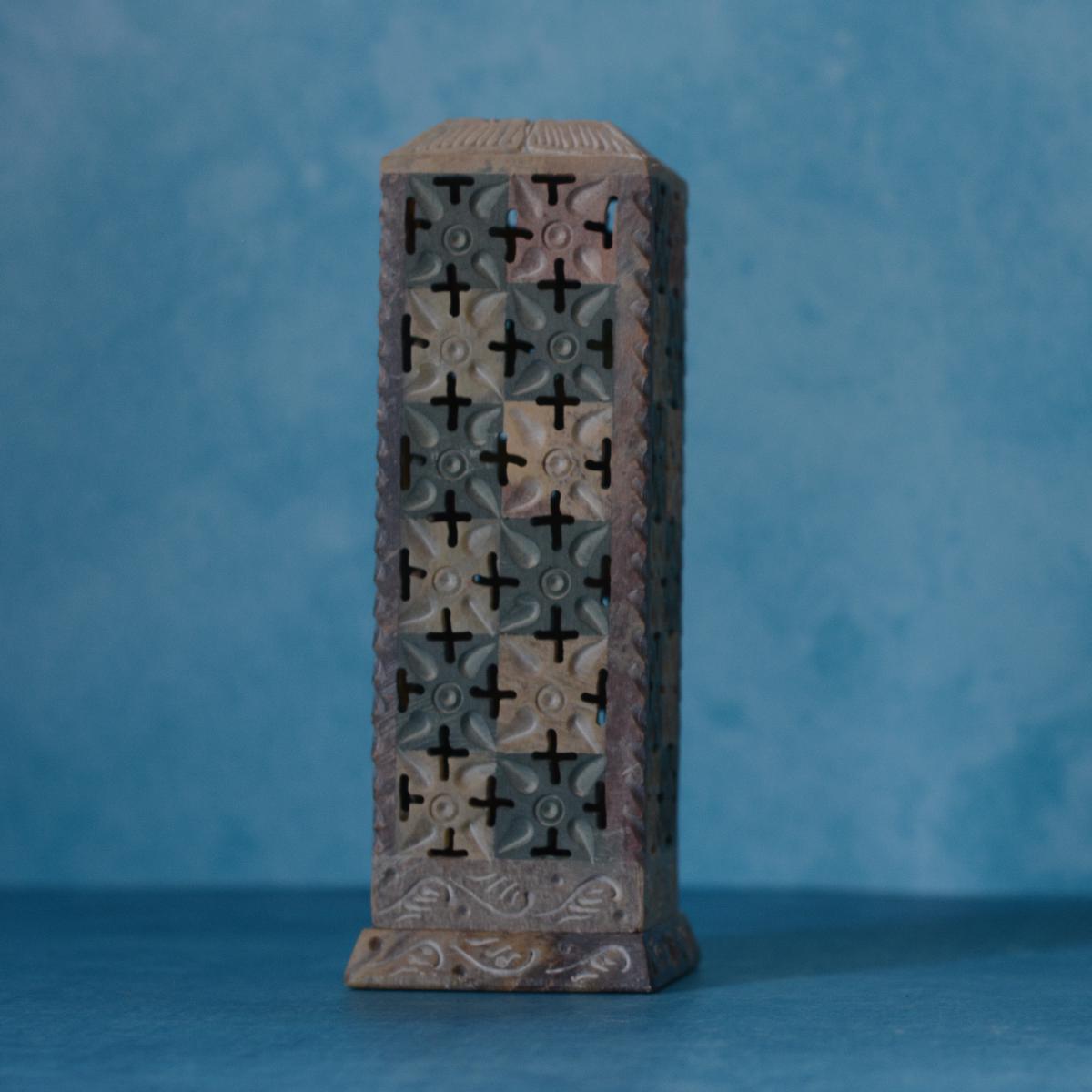 Agra Marble Carved Square Incense Holder