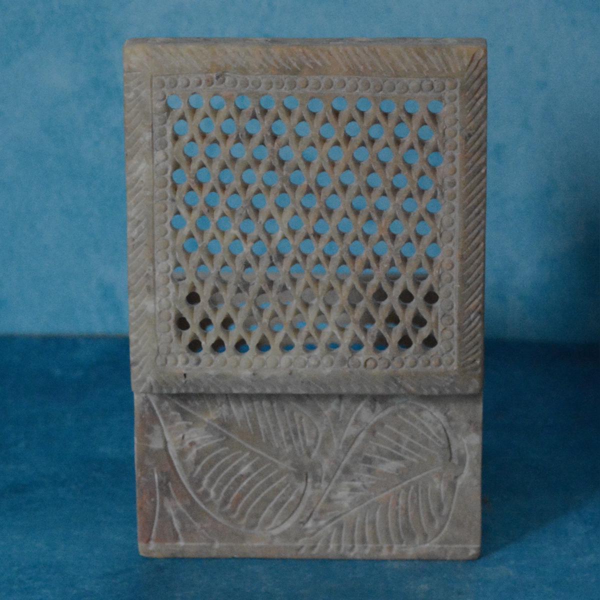 Agra Marble Carved Square Jewellery Box