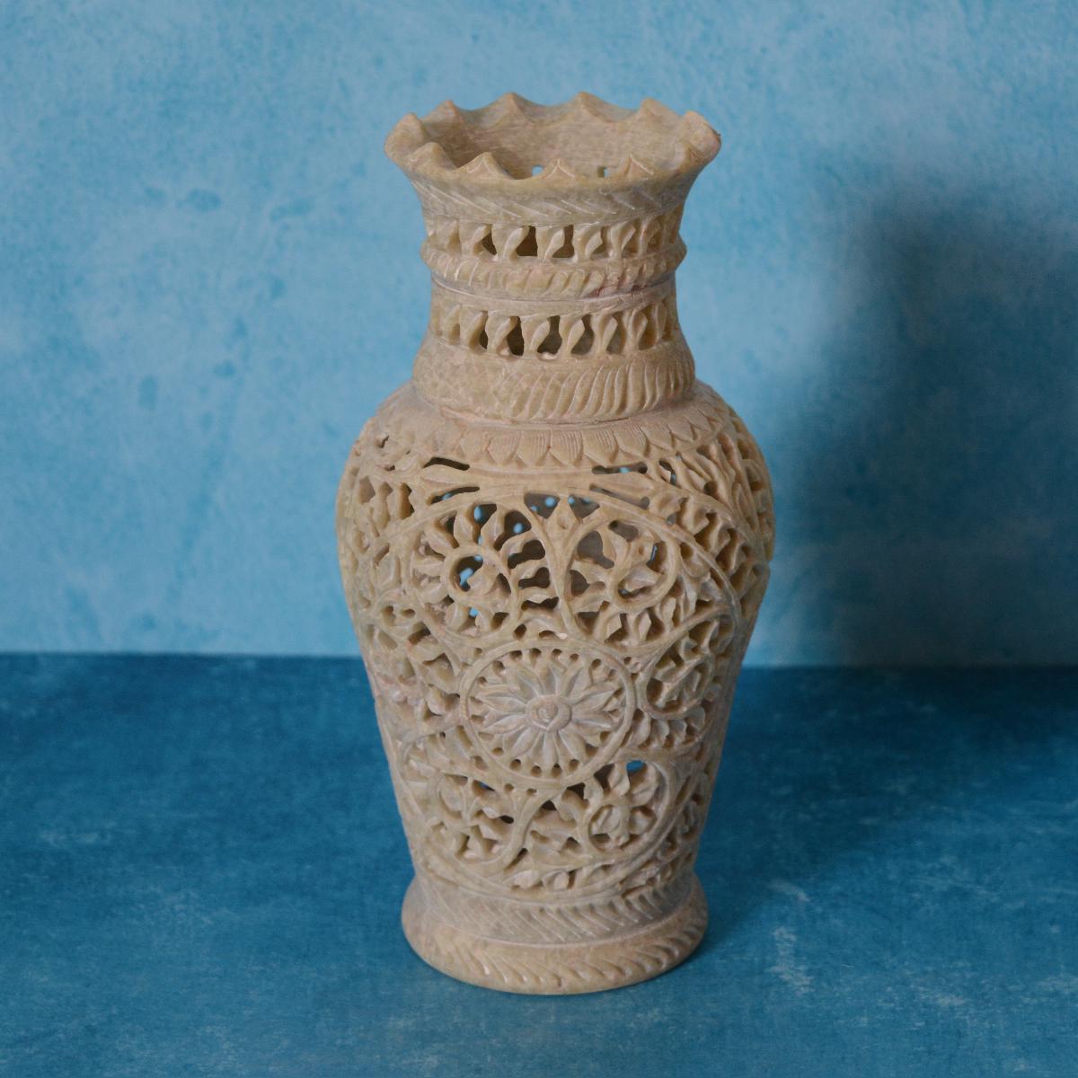 Agra Marble Carved Vase