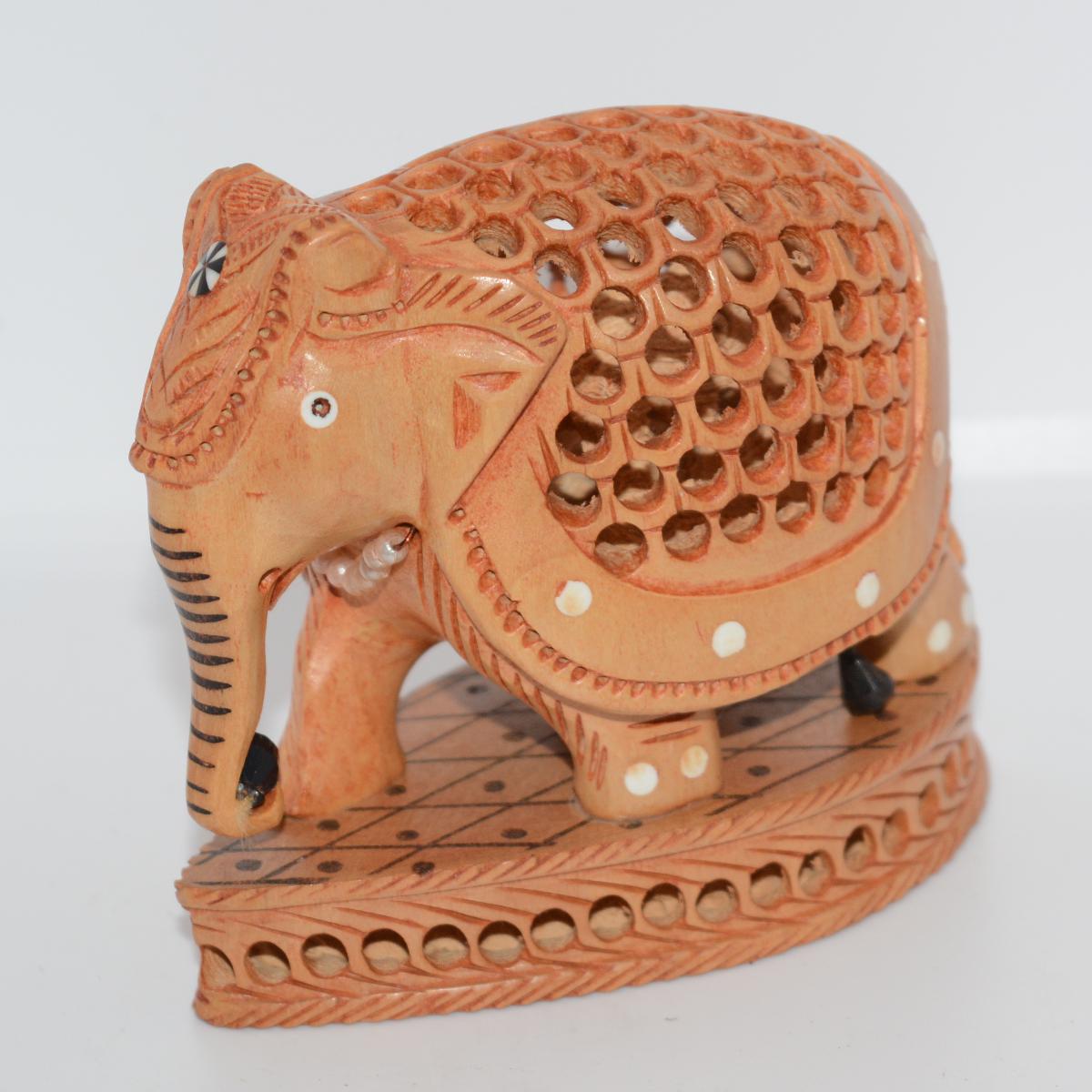 Channapatna Toy Wooden Carved Elephant With Calf Inside