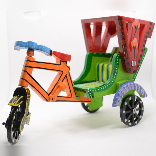 Channapatna Toy Wooden Cycle Rickshaw Pull Along Toy For Kids