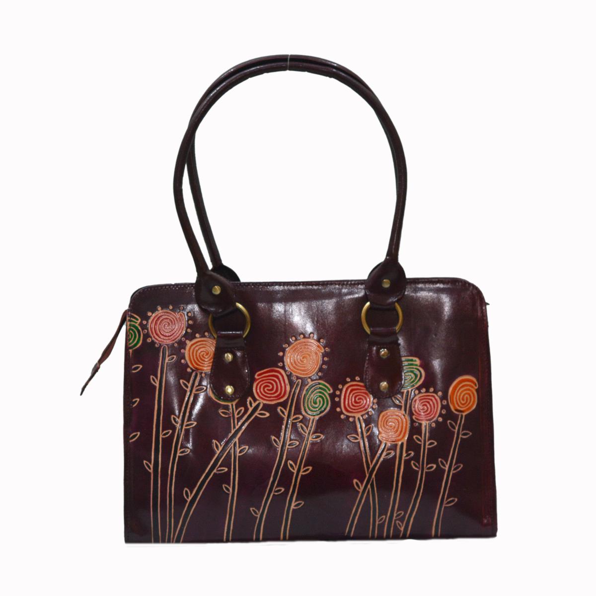 Shantiniketan Genuine Leather Floral Print Handbag – SPECTRUM-INDIA