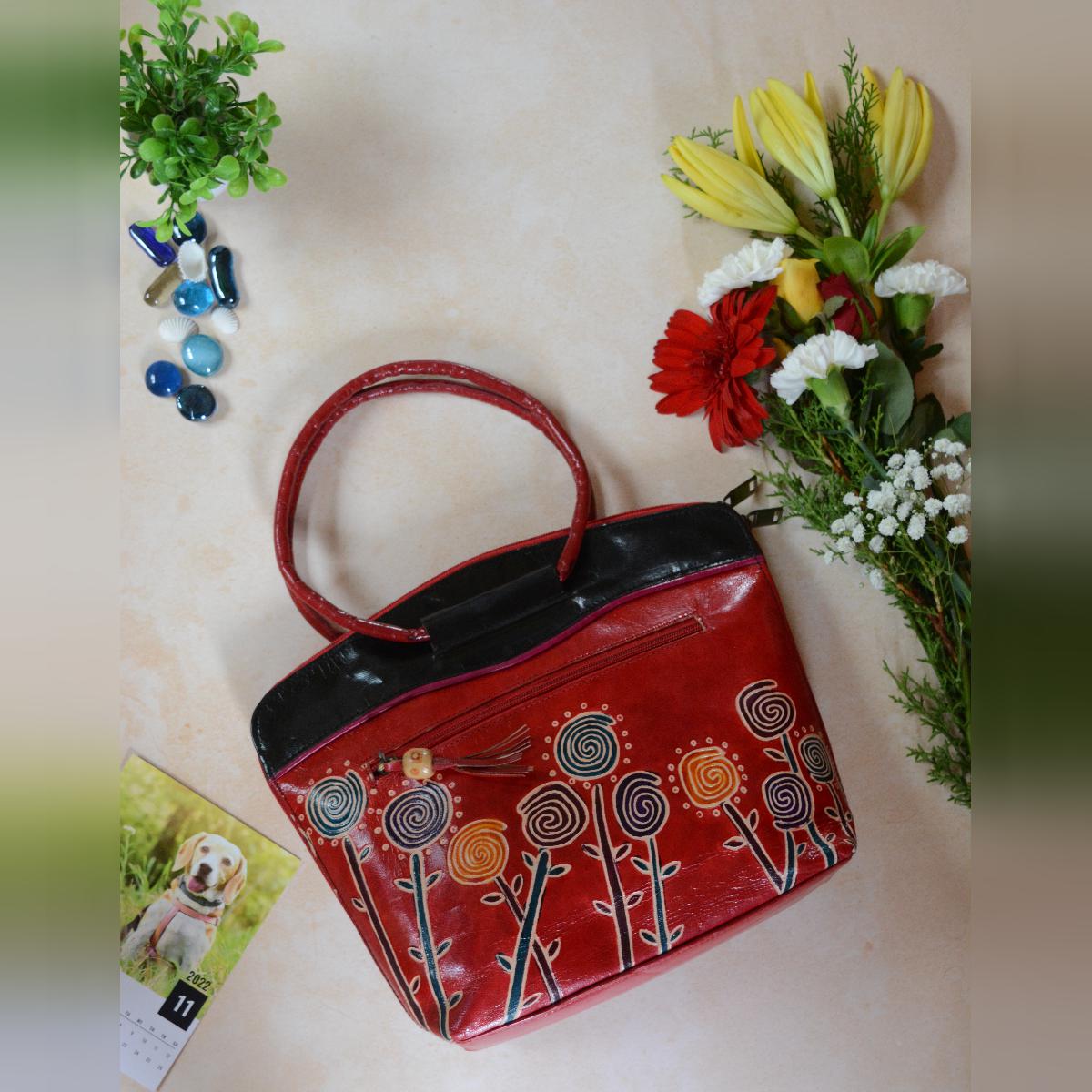 Buy CLASSIQUE Shantiniketan Pure Leather Traditional Printed Handbag  Shoulder For Women Shakuntala Printed at Amazon.in